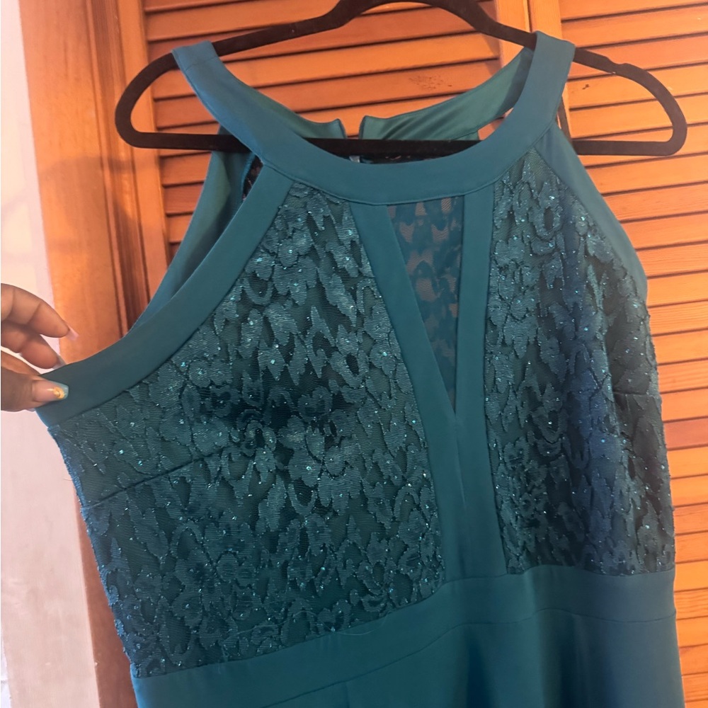 Elegant Teal Lace Dress